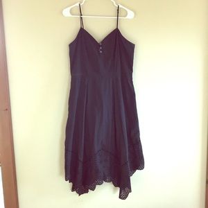 Black midi dress lace detailed bottom